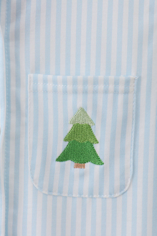 Christmas tree embroidery button down shirt
