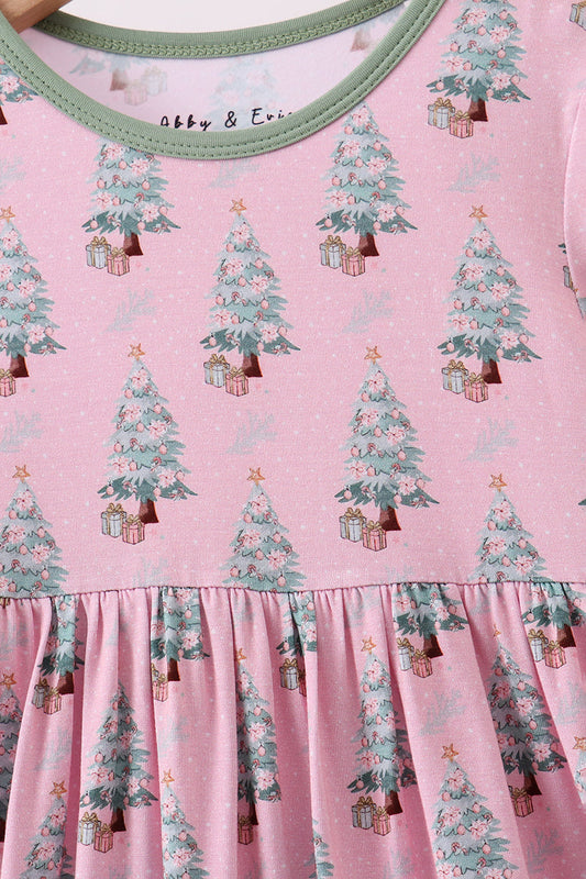 Pink christmas tree bamboo dress