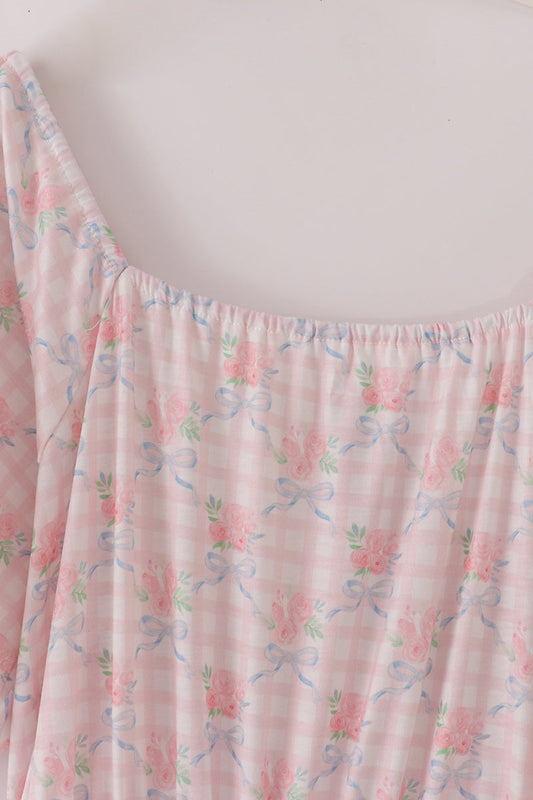 Pink floral print mom dress