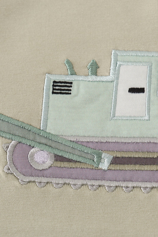 Cream excavator applique top