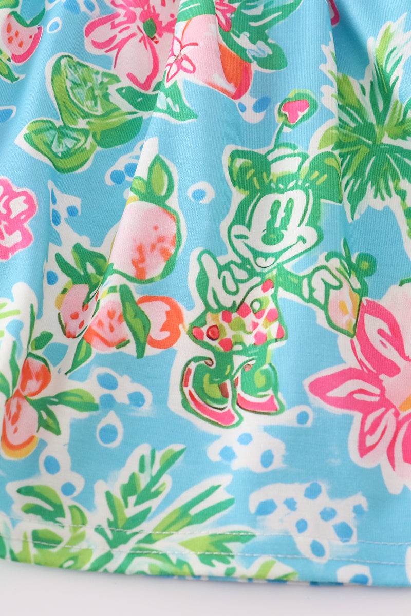 Green floral character applique bloomer set