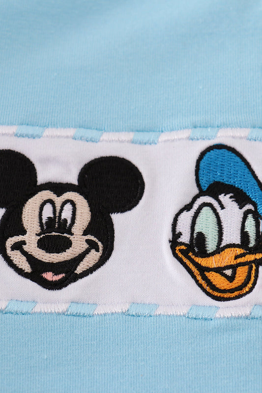 Blue character embroidery top