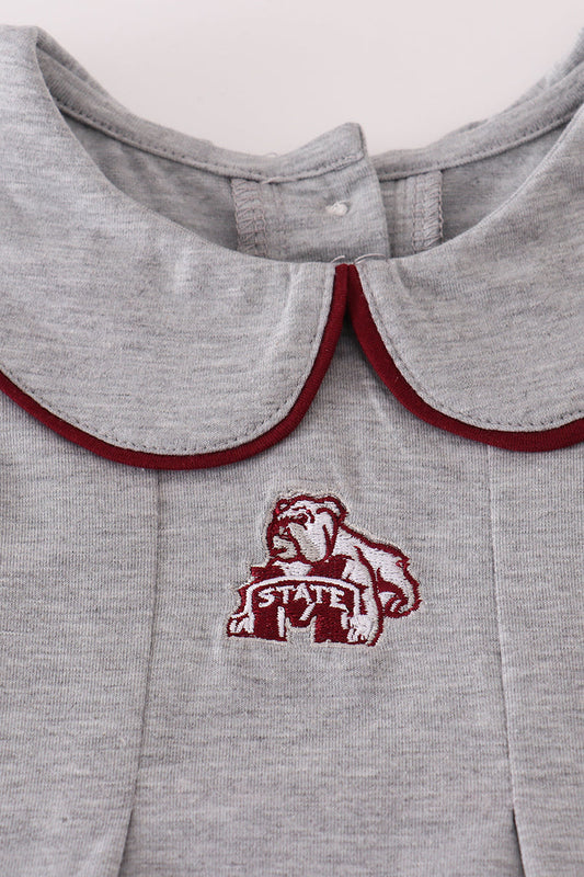 Maroon Mississippi embroidery ruffle pants set