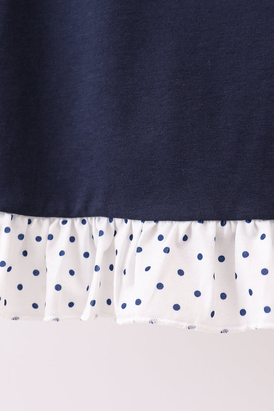 Navy nativity embroidery ruffle dress