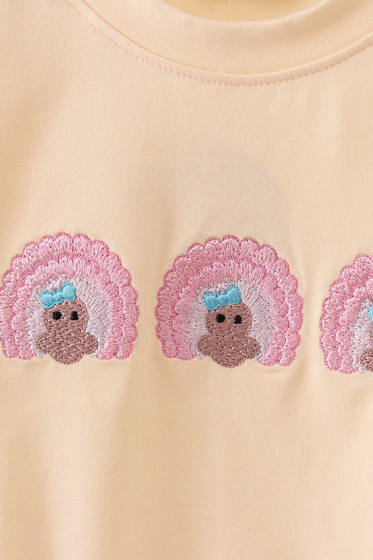 Beige turkey embroidery bubble