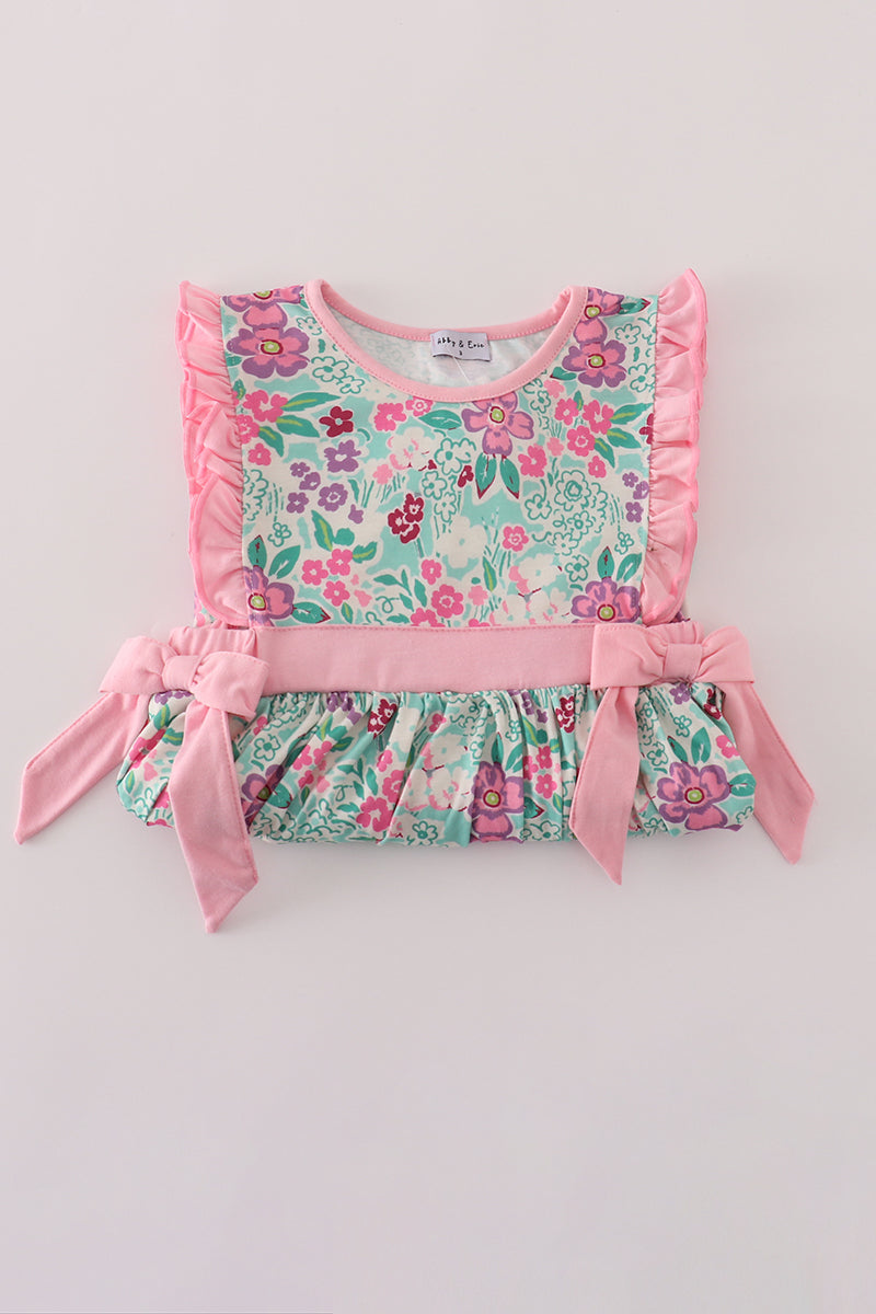 Green dream garden ruffle dress