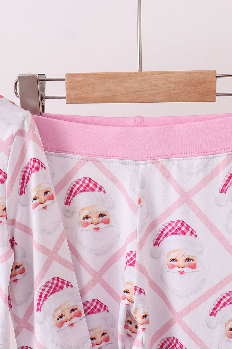 Pink santa claus bamboo pajamas set