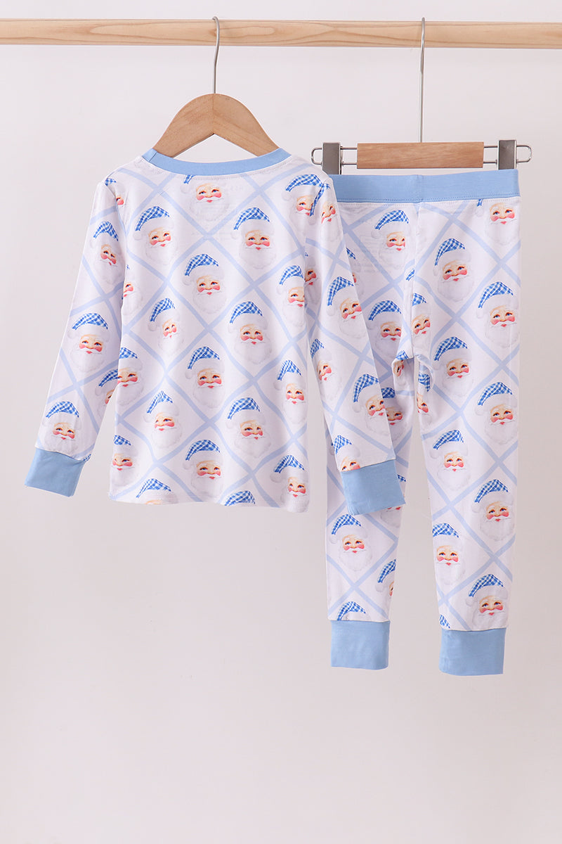 Blue santa claus bamboo pajama set