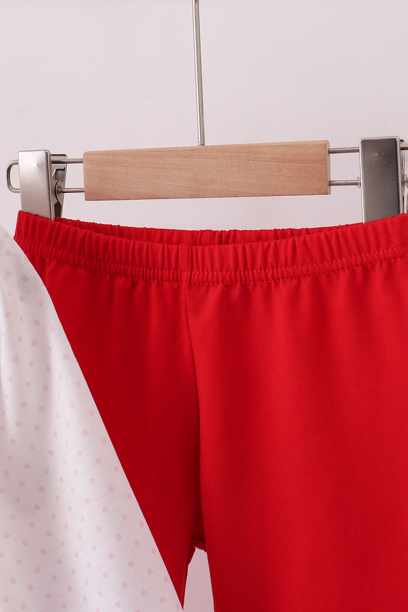 White puppy embroidery ruffle pants set