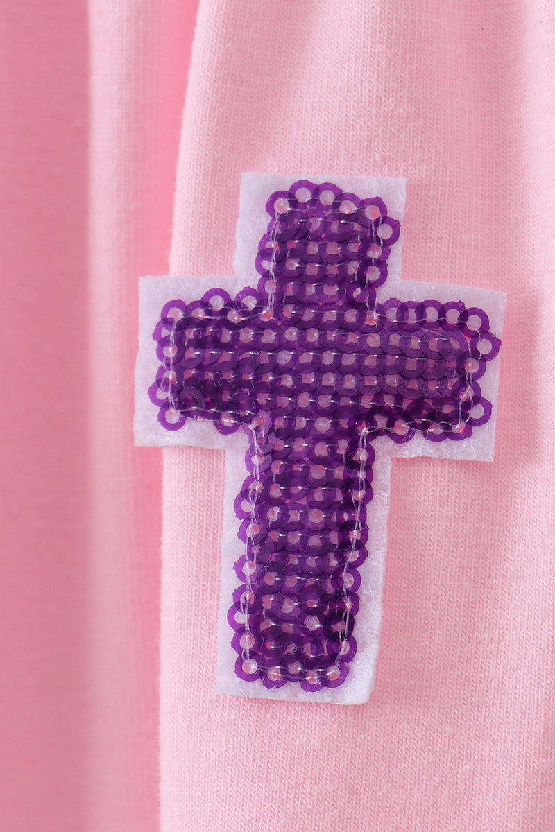 Pink cross sequin tiered dress