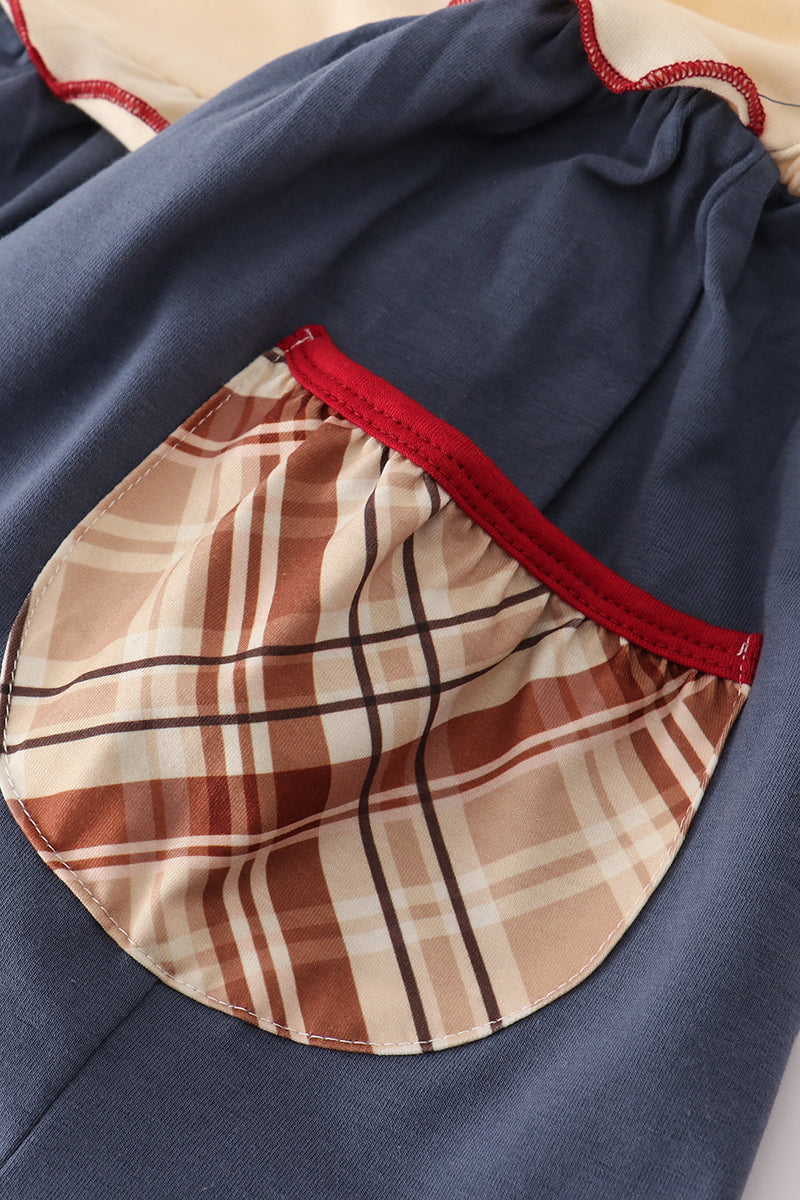 Wheat embridery ruffle pants set