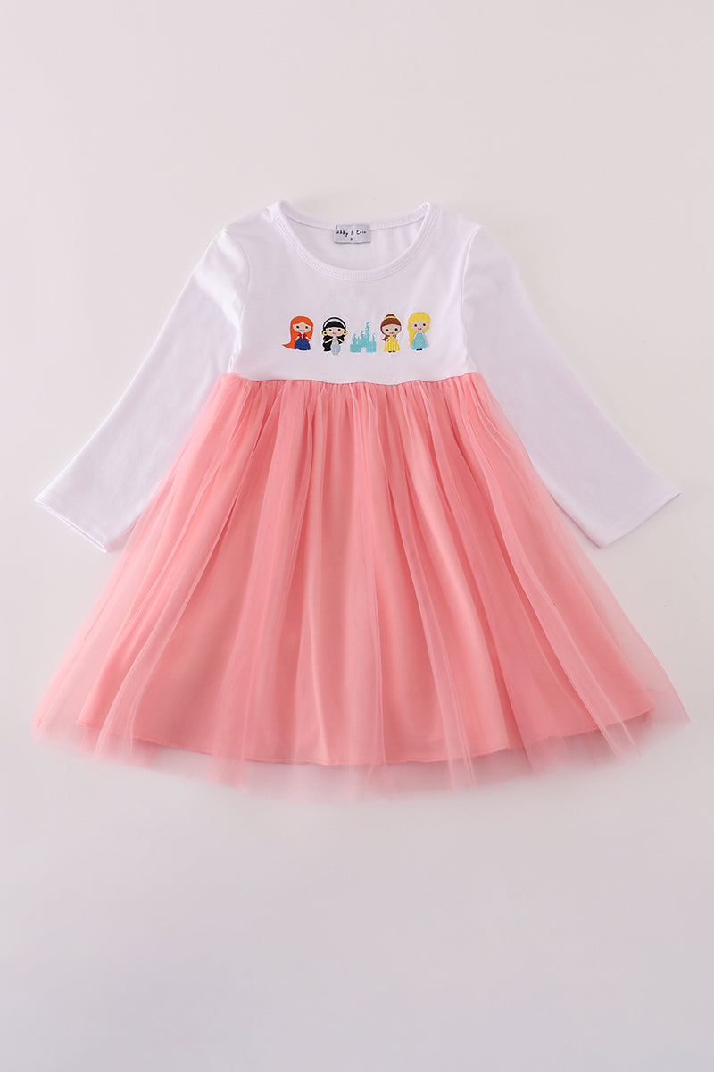 Pink princess embroidery tutu dress