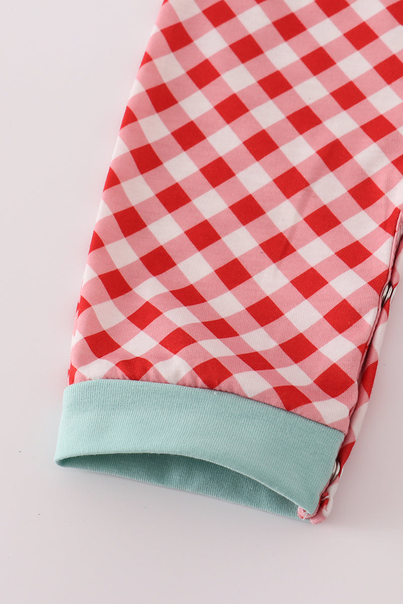 Red farm smocked romper