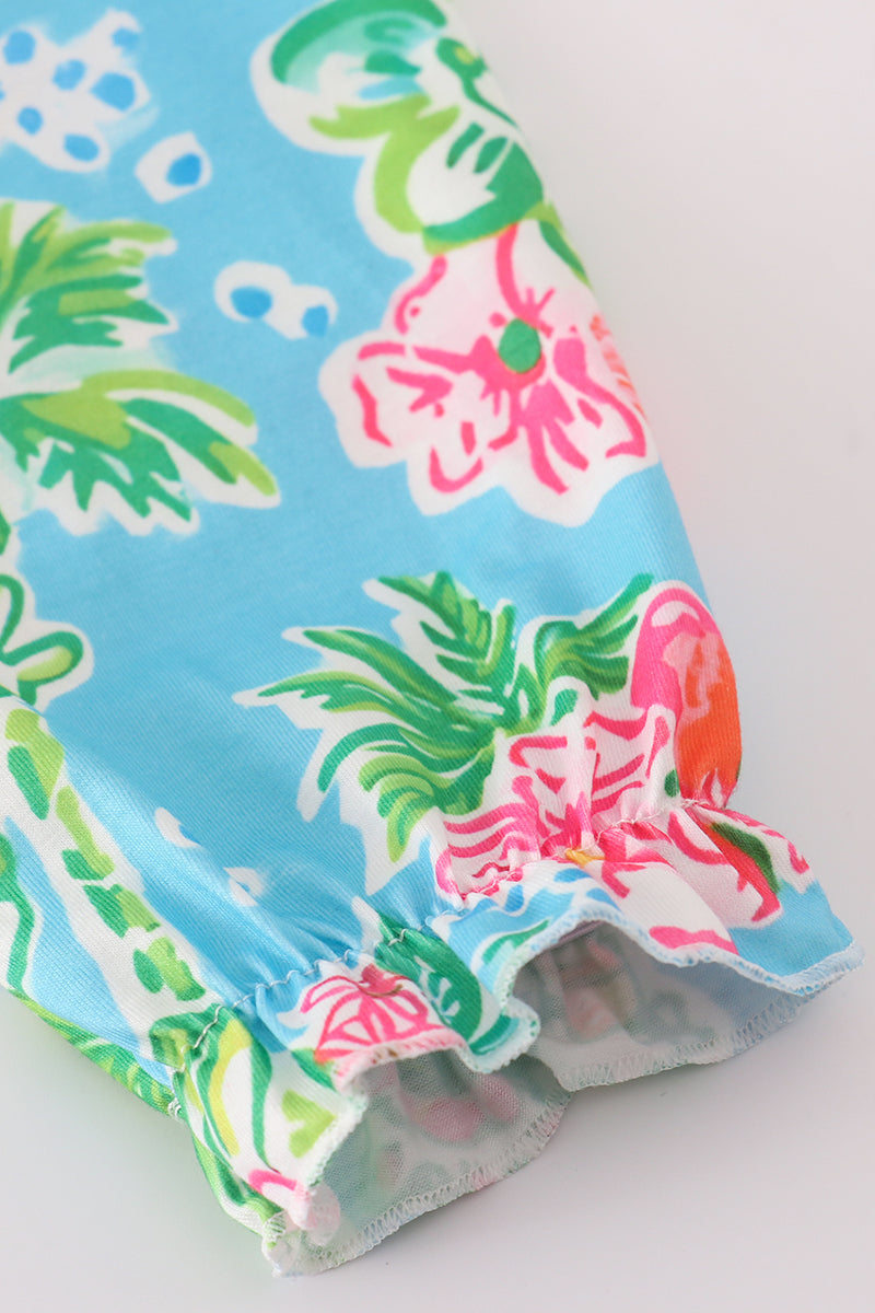 Green floral character applique bloomer set