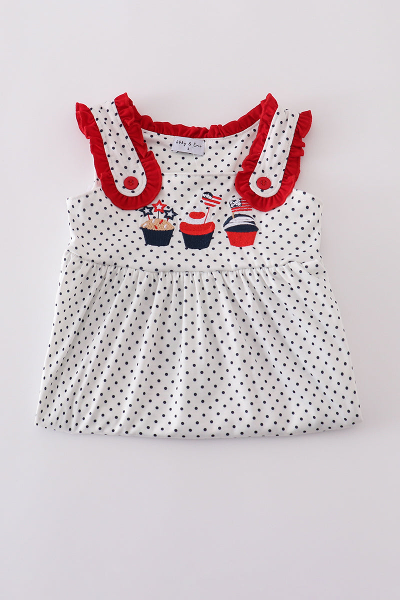 Red cake embroidery dot dress