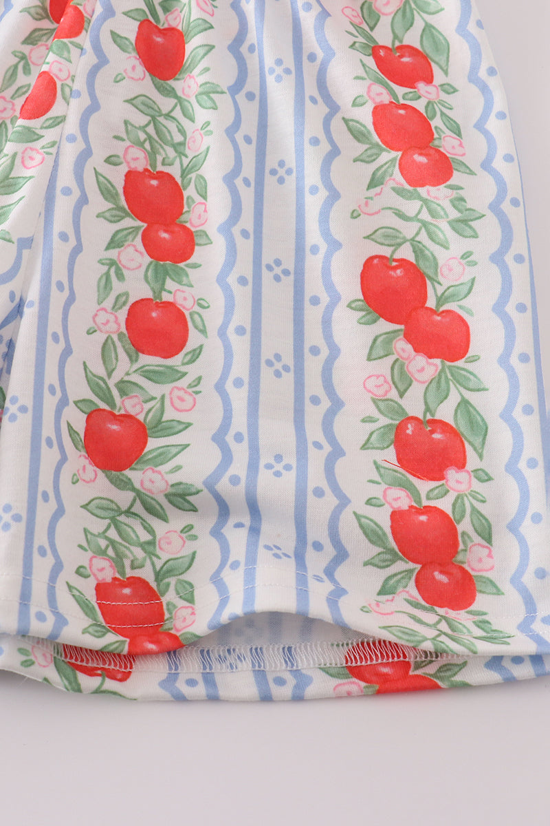 Apple print bow jumpsuit