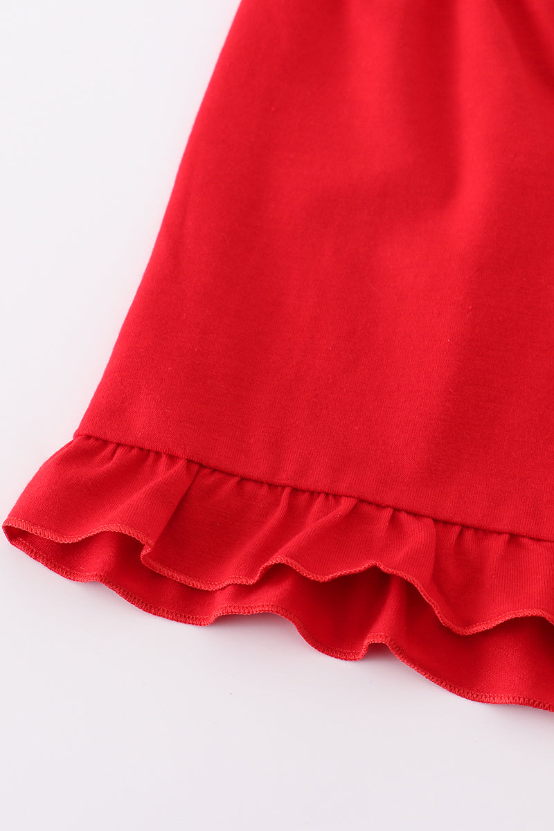 Blue&red character applique shorts set