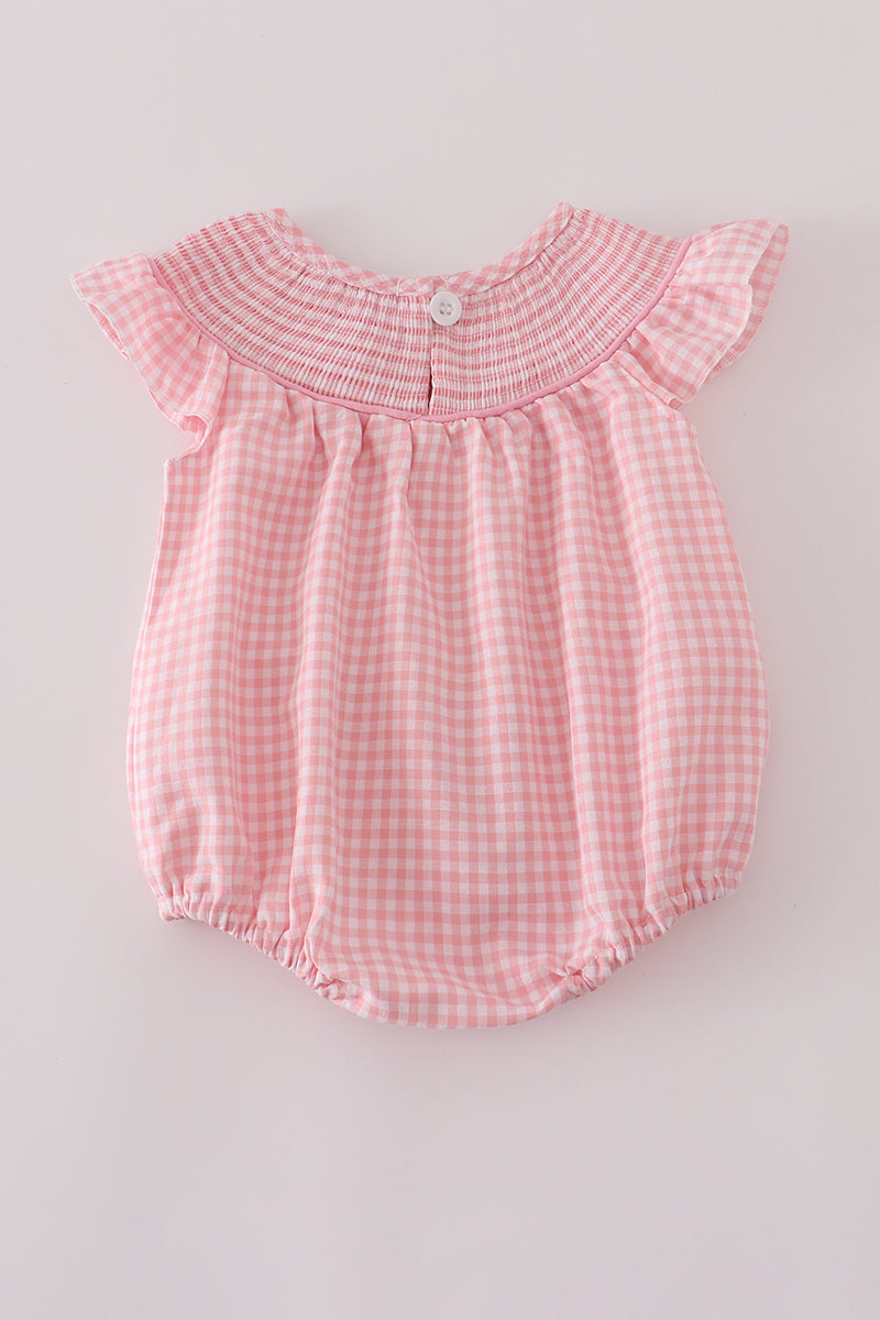 Pink floral smocked bubble