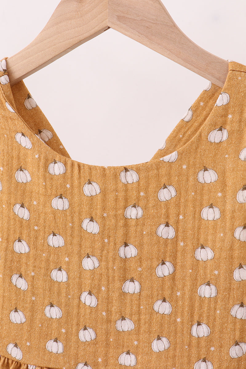 Premium pumpkin print muslin pants set