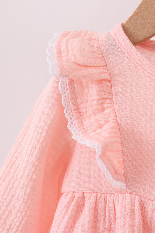Premium pink ruffle muslin bubble