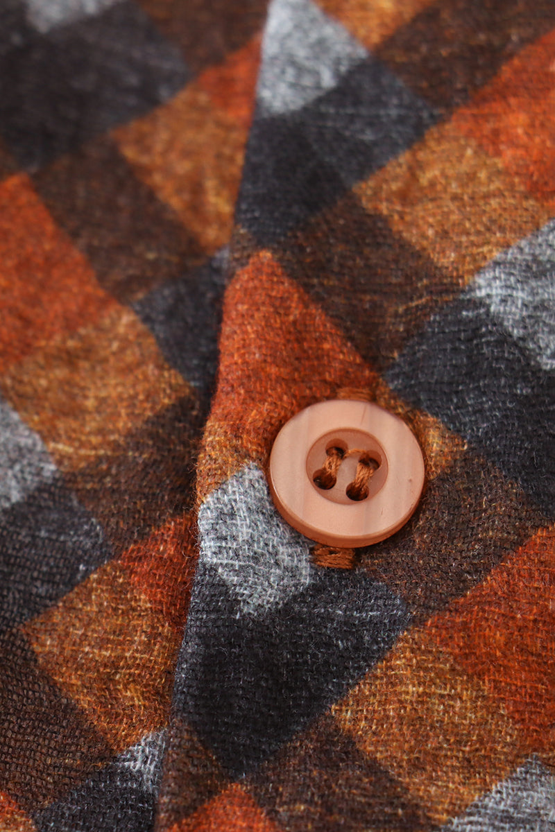 Premium brown plaid button down muslin shirt