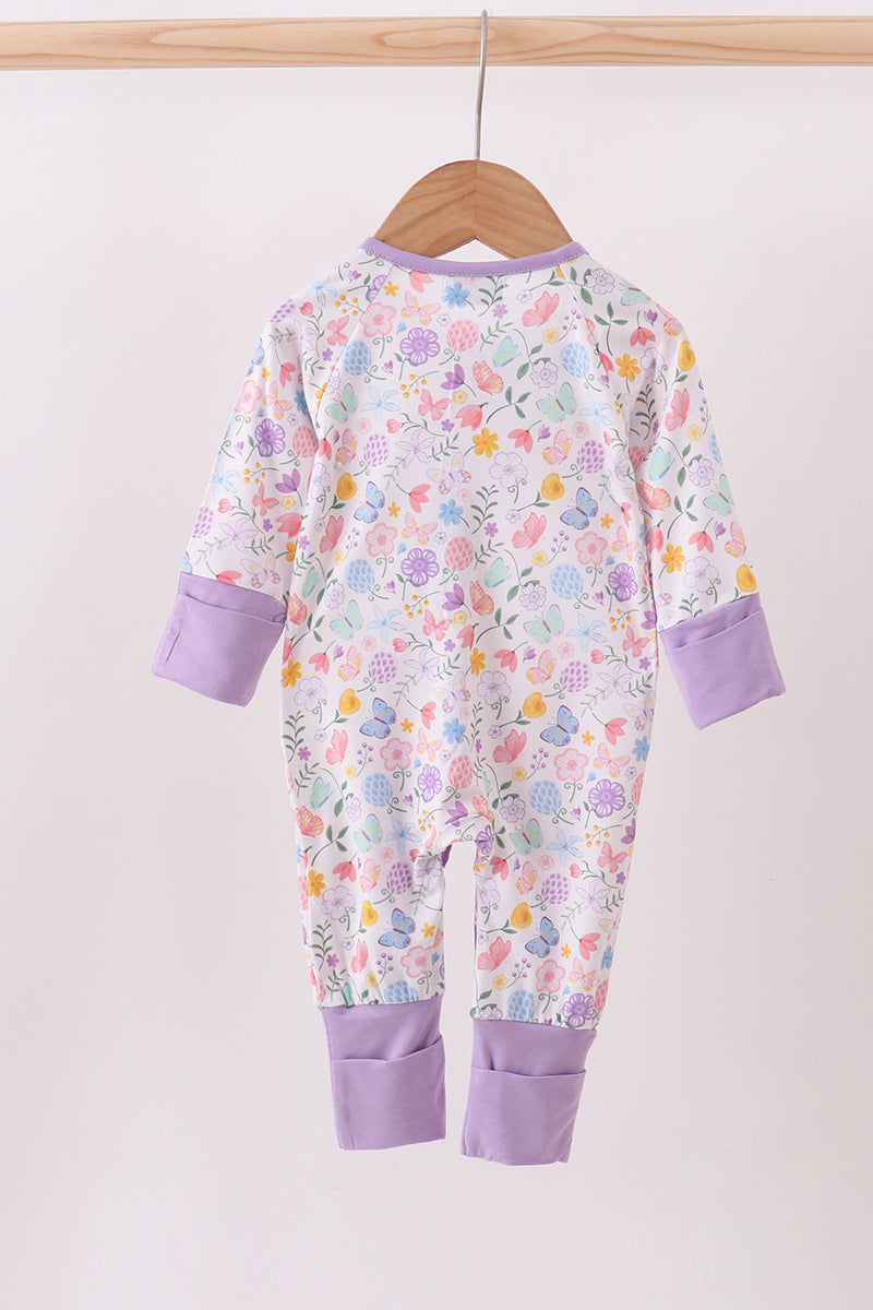 Premium butterfly garden bamboo romper