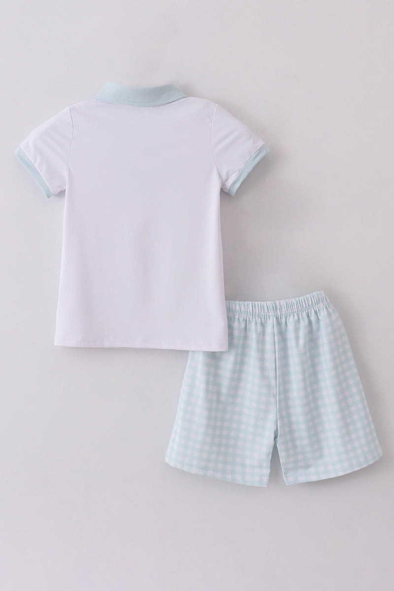 Blue active shorts set