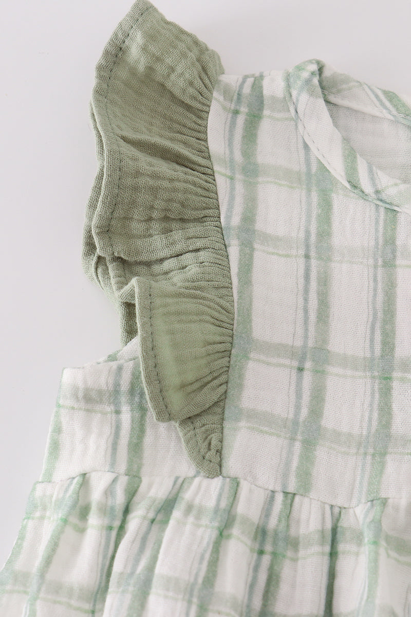 Premium sage ruffle plaid bubble