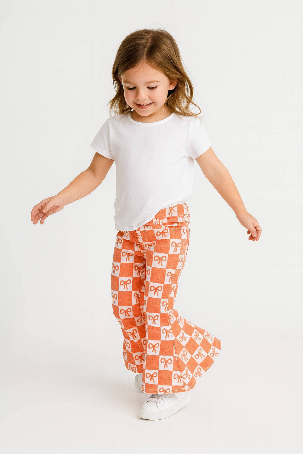 orange-bow-plaid-flare-pants