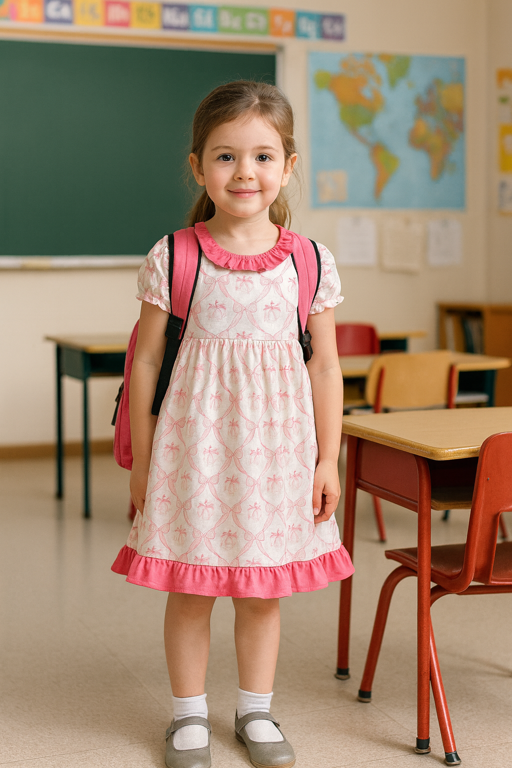 pink-bow-ruffle-trim-dress