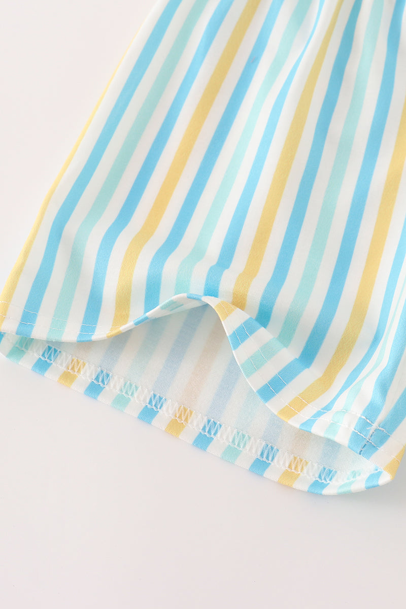 Blue animals birthday embroidery boy set