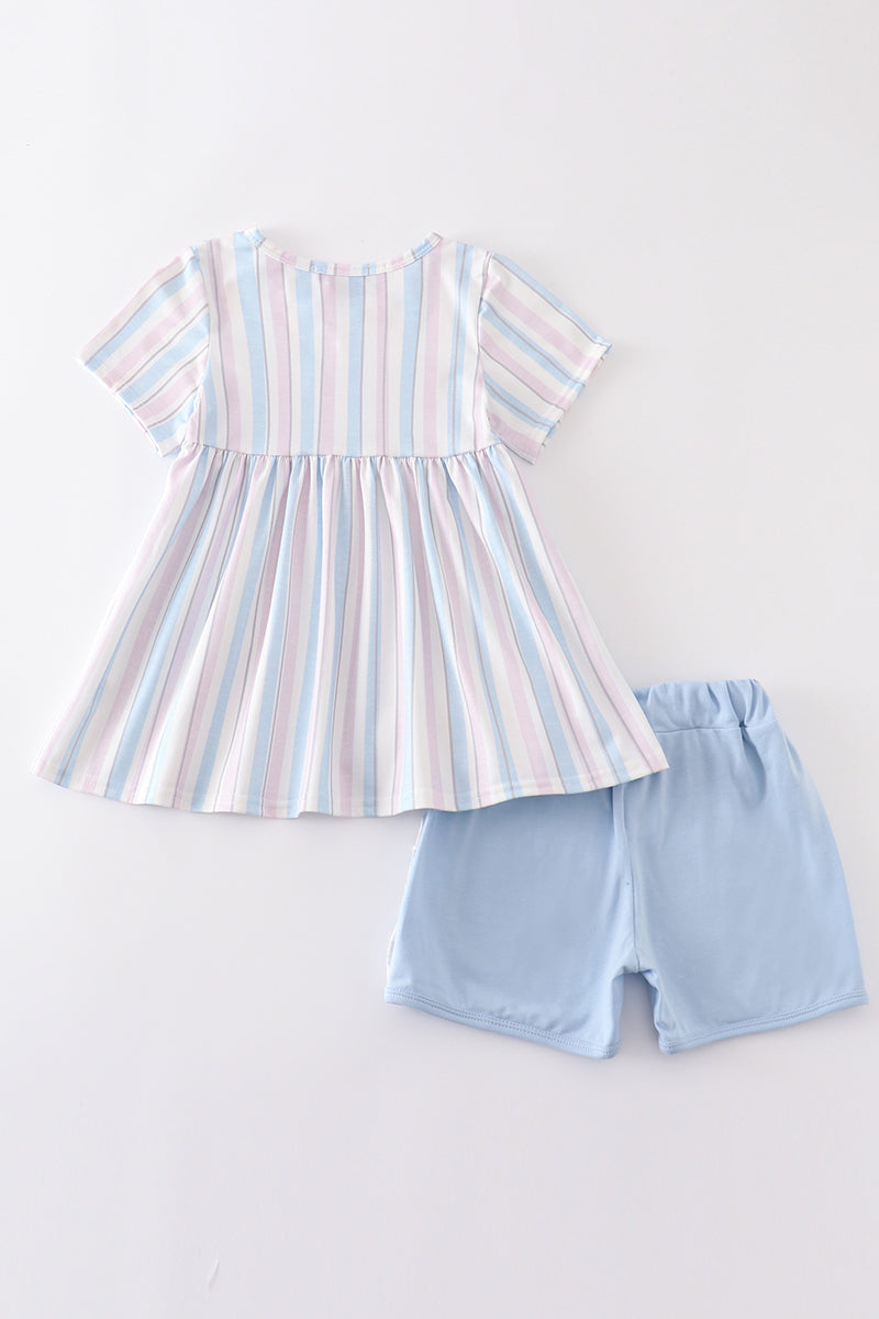 Crab french knot stripe girl set