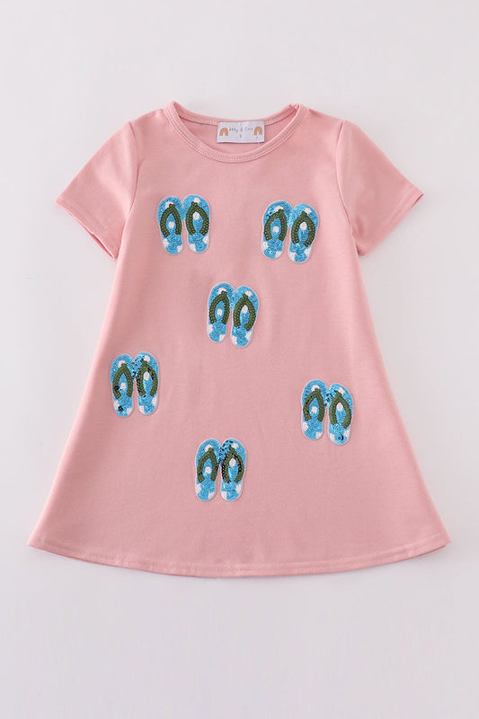 Teal slipper sequin mom&me dress