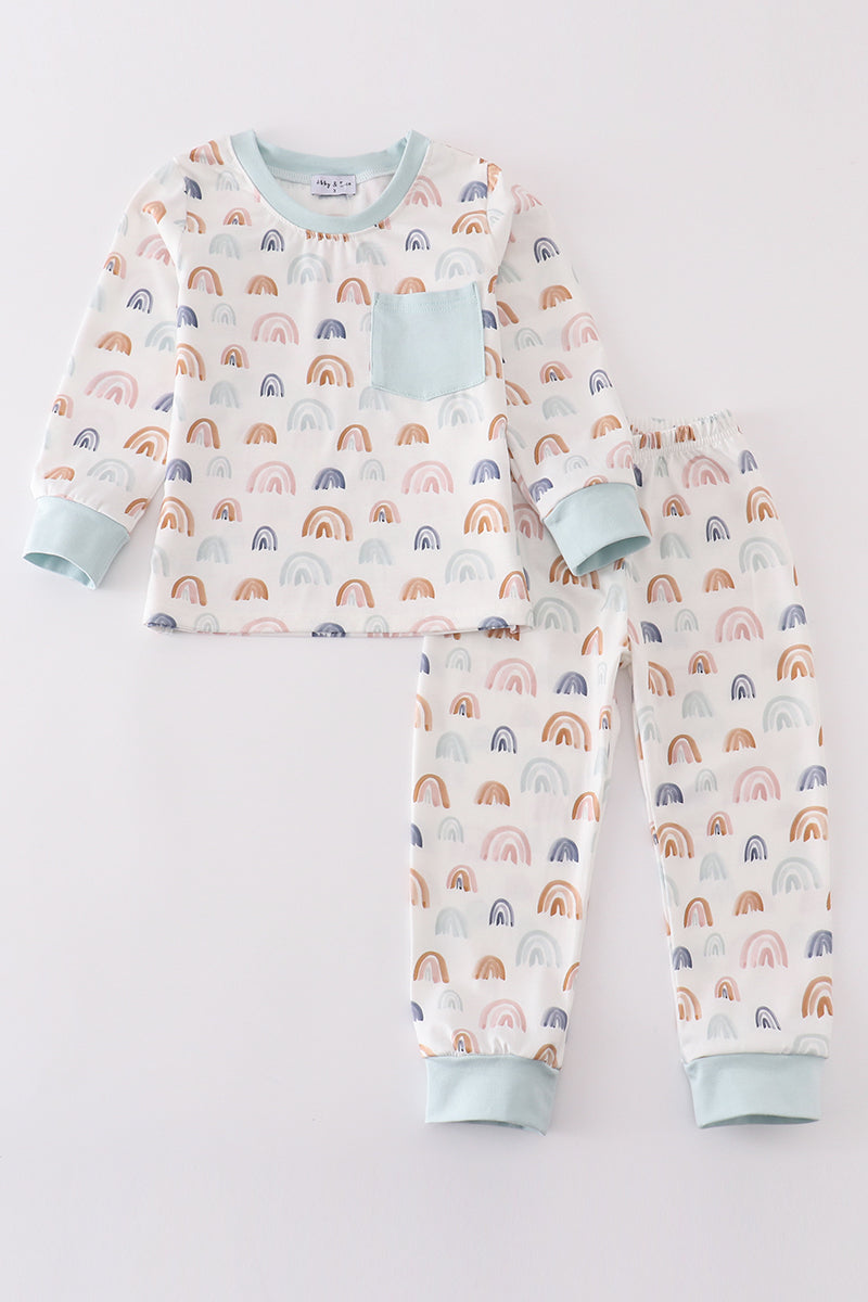 watercolor-rainbow-print-boy-pajamas-set