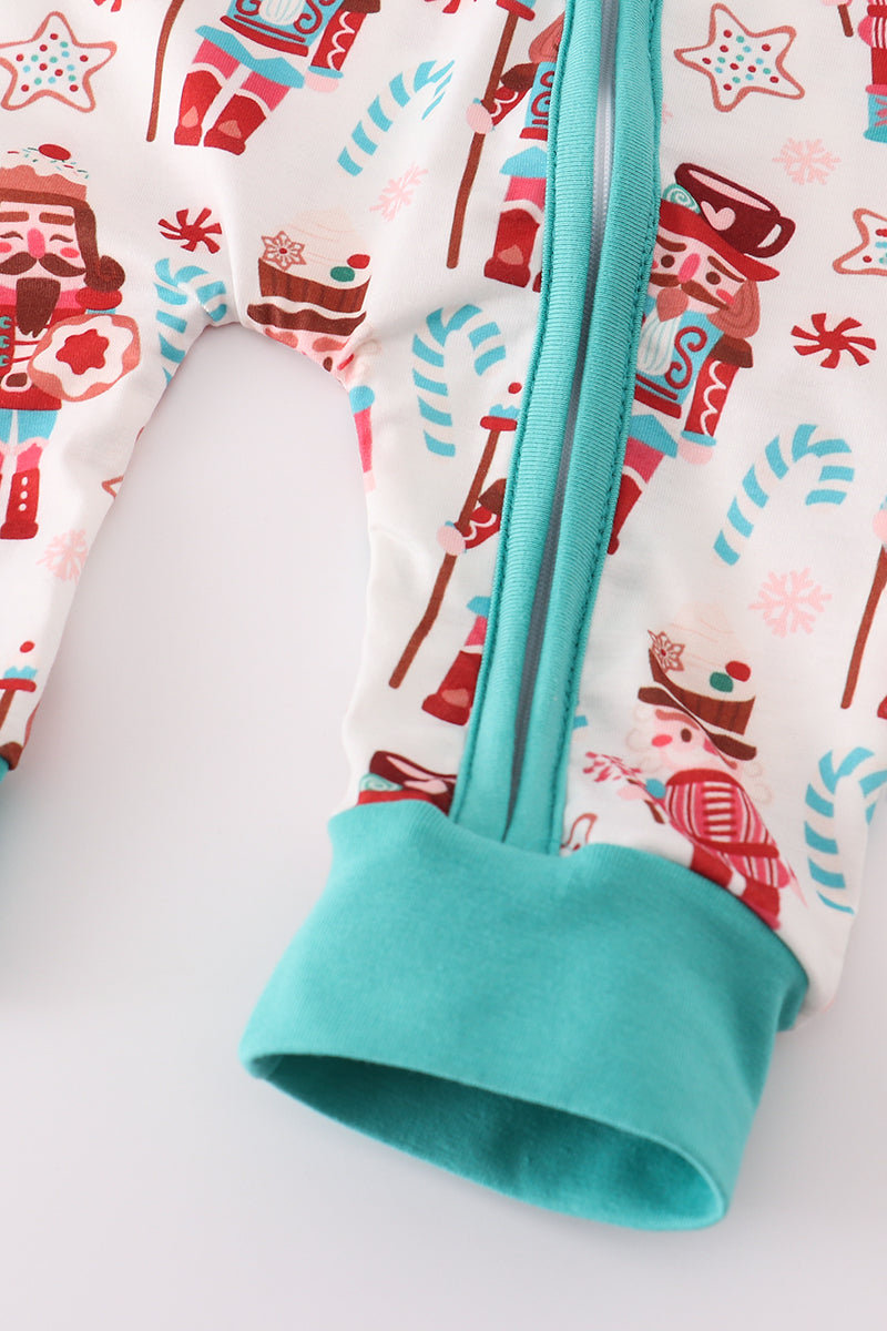 Blue christmas nutcracker print romper