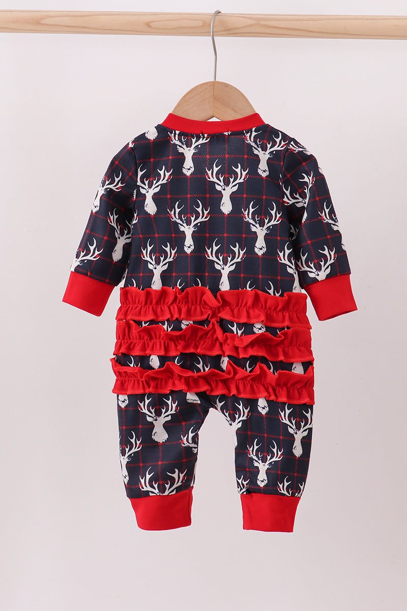 navy-reindeer-plaid-ruffle-zip-romper