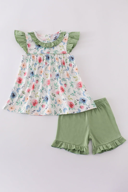 Green garden rose set