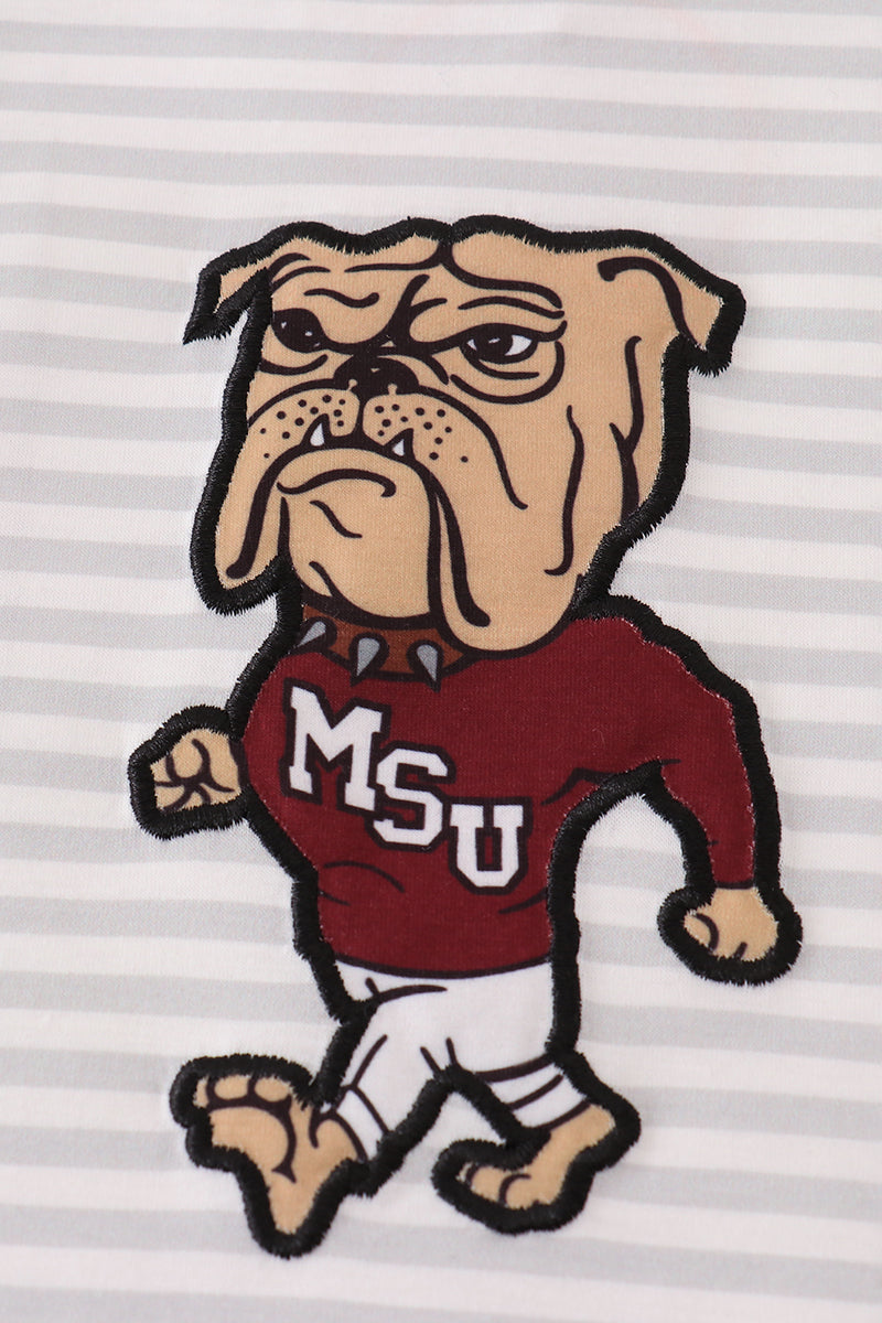 Maroon Mississippi applique stripe set