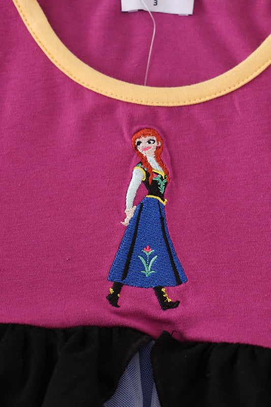 Sapphire blue princess embroidery ruffle dress