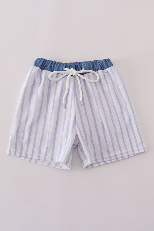 Blue stripe boy swim trunks UPF50+
