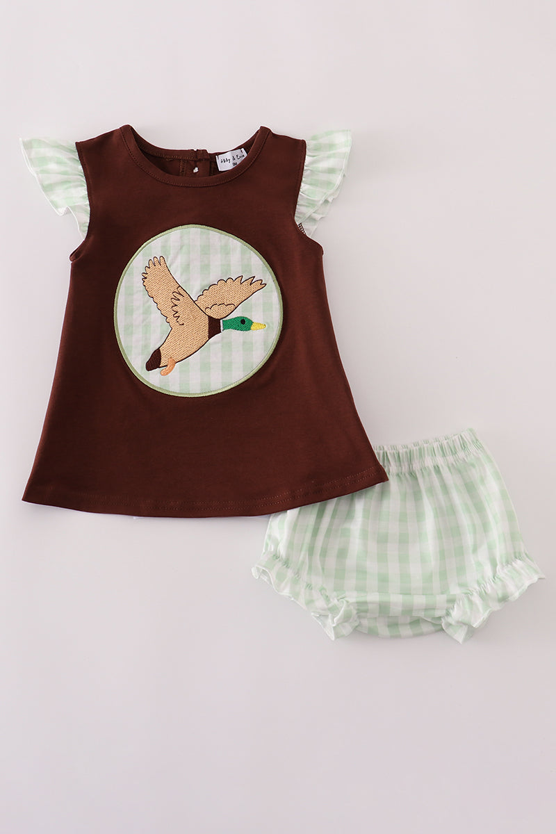 Brown duck applique bloomer set