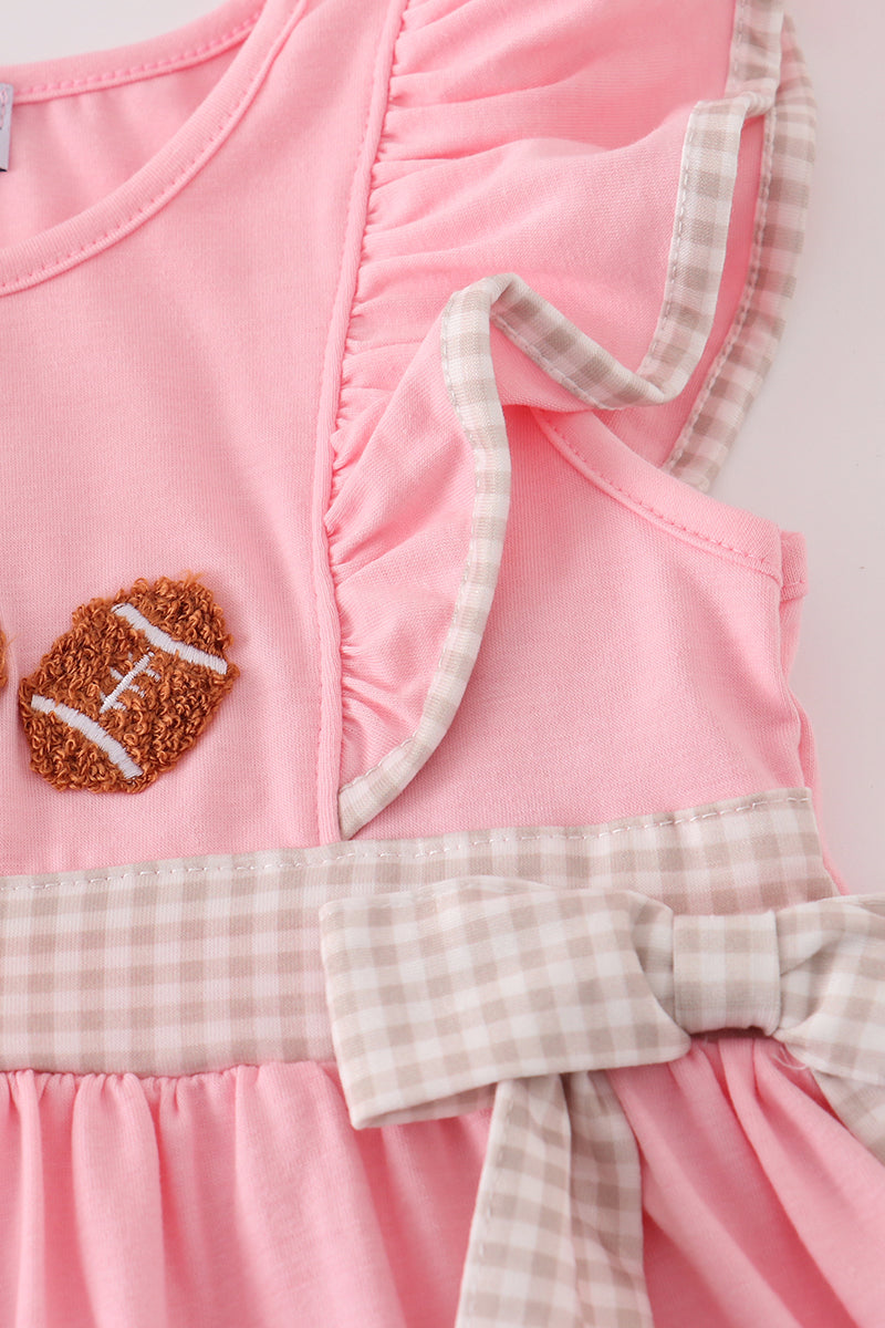 Pink football french knot ruffle dress
