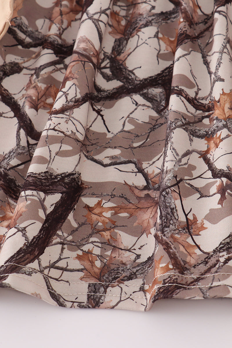 Hunting dog deer duck embroidery ruffle pants set