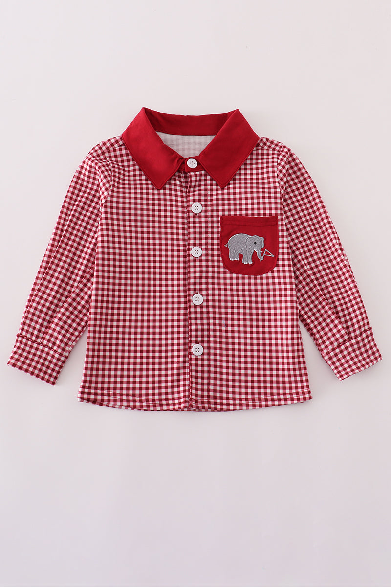Alabama roll tide elephant embroidery button down shirt