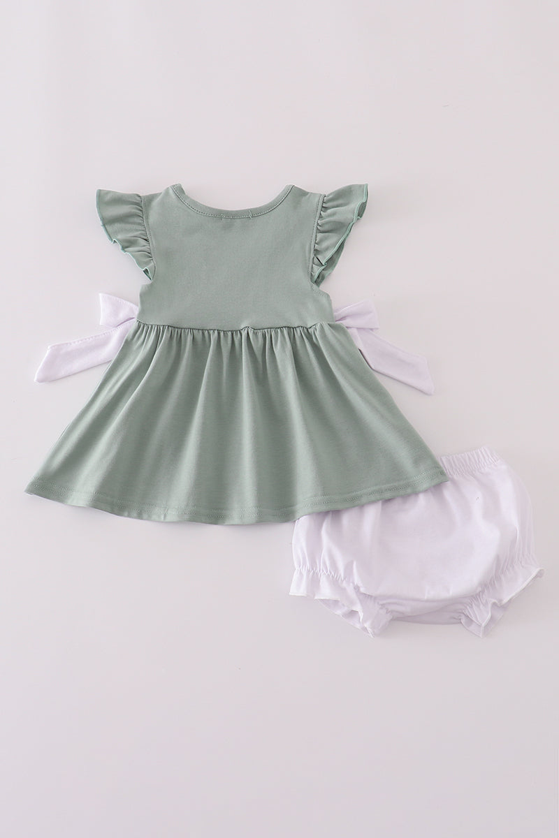 Sage ruffle bloomer set