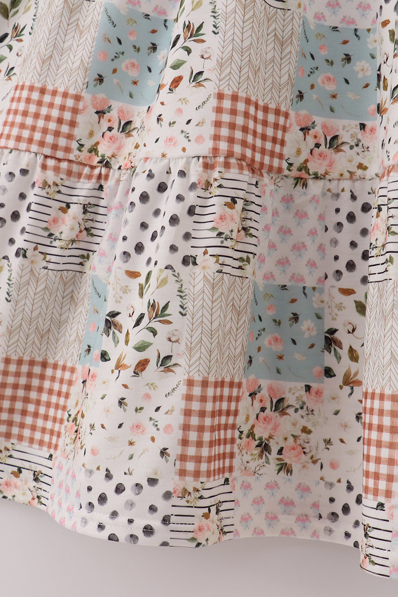 Fall floral print mom dress