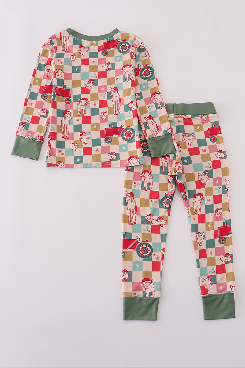 Checkered bamboo 2pc pajamas set
