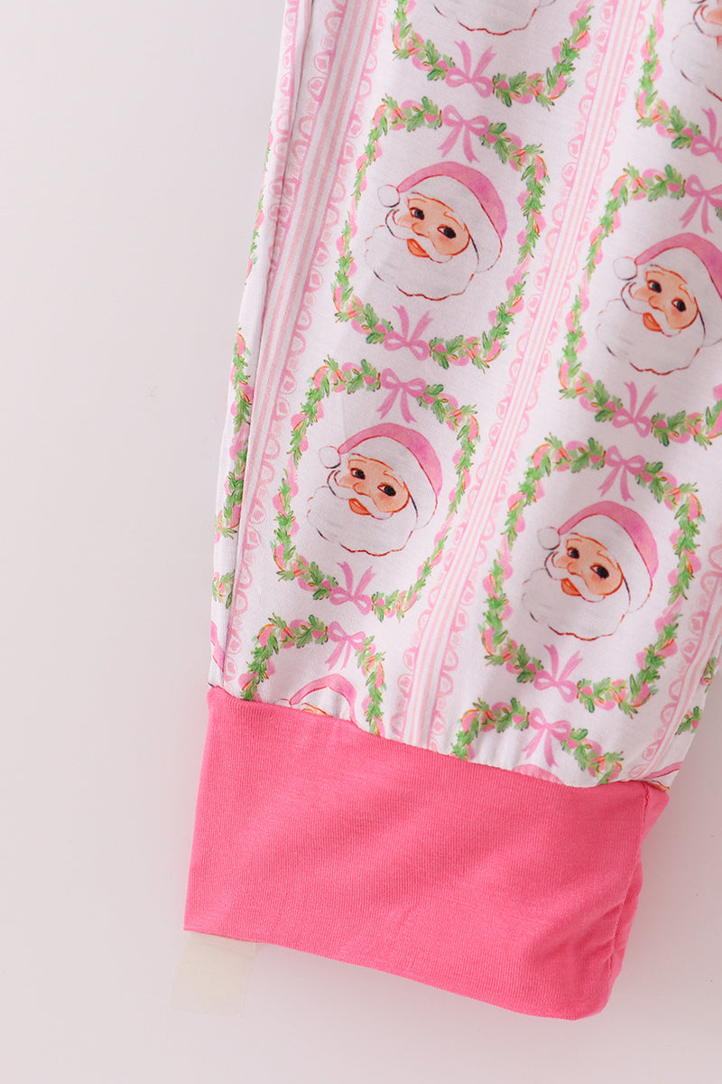 Pink santa claus mom pajamas pants set
