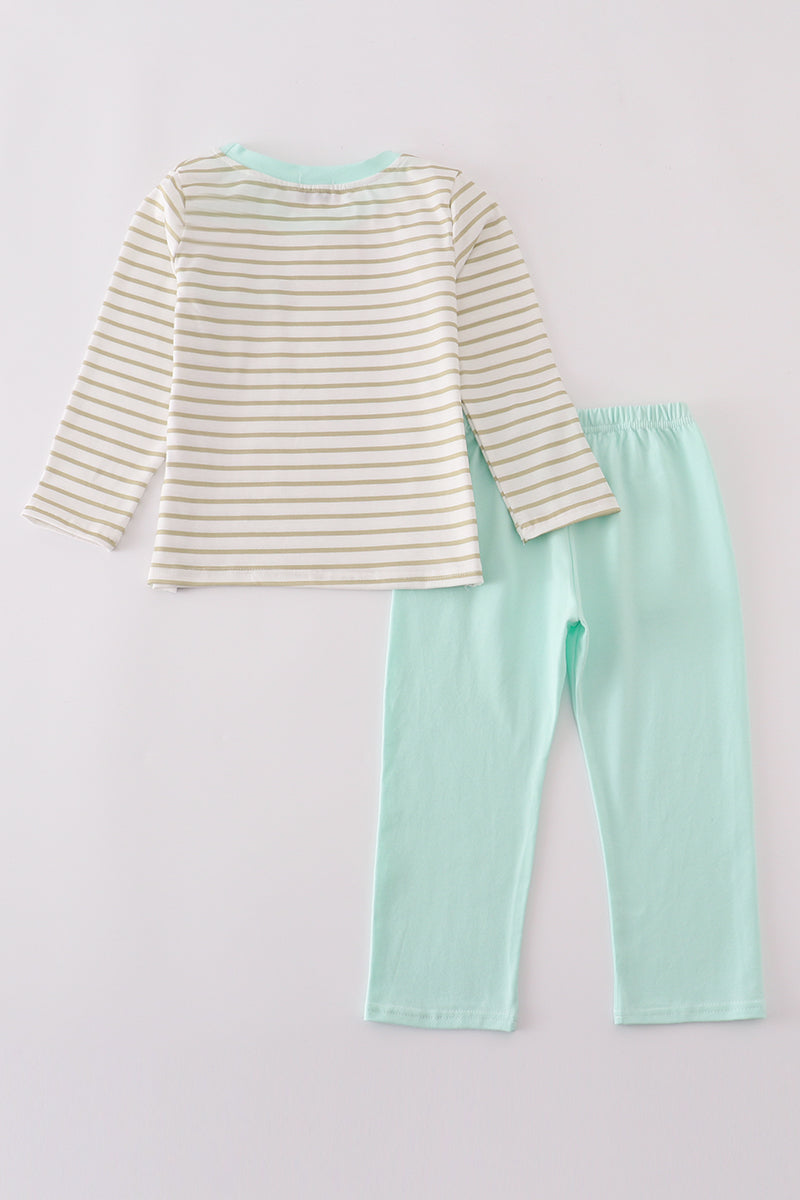 Khaki stripe pants set