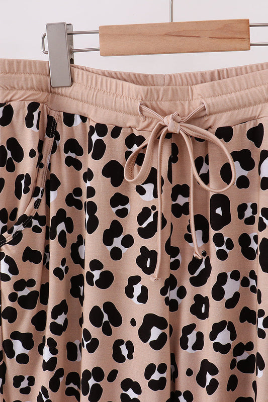 Brown leopard bamboo mom pajama pants